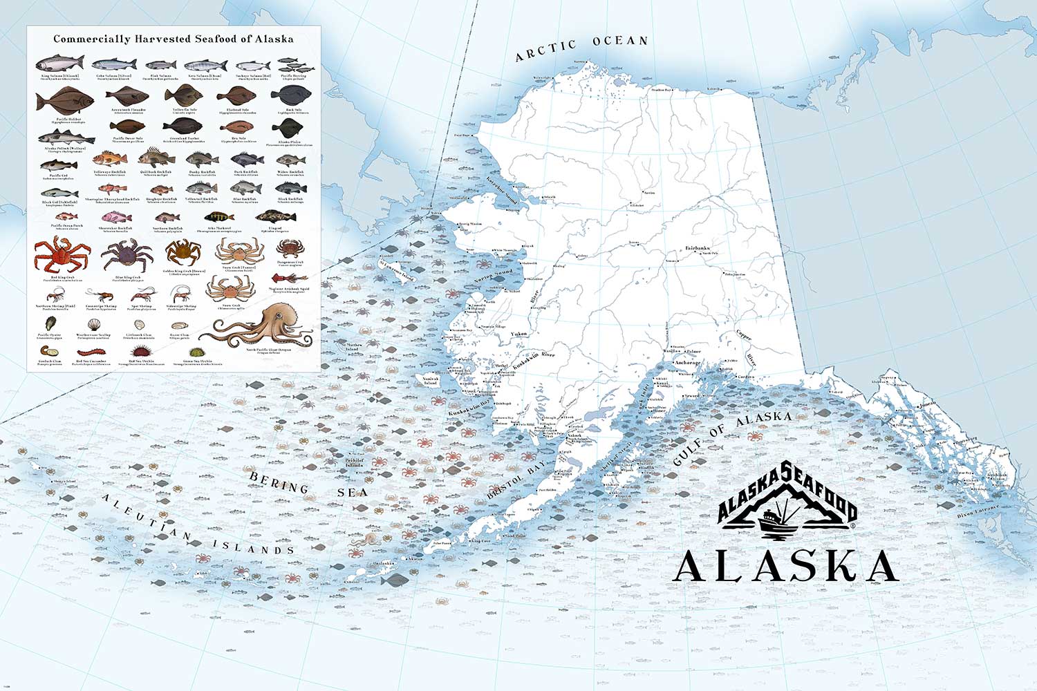 Map of Alaska seafood